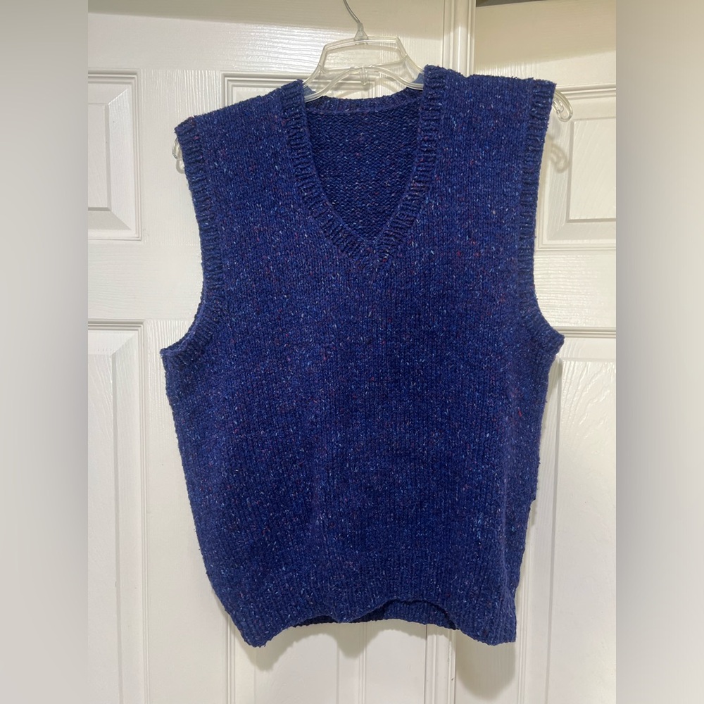 VNTG Hand Knit Multicolored V-Neck Men’s Sz Medium Vest Grandpa Academia‎ Preppy